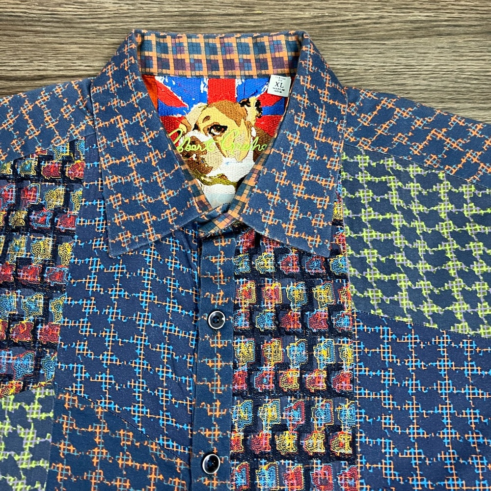 Robert Graham Multi-Colored Check Patchwork Shirt… - image 2